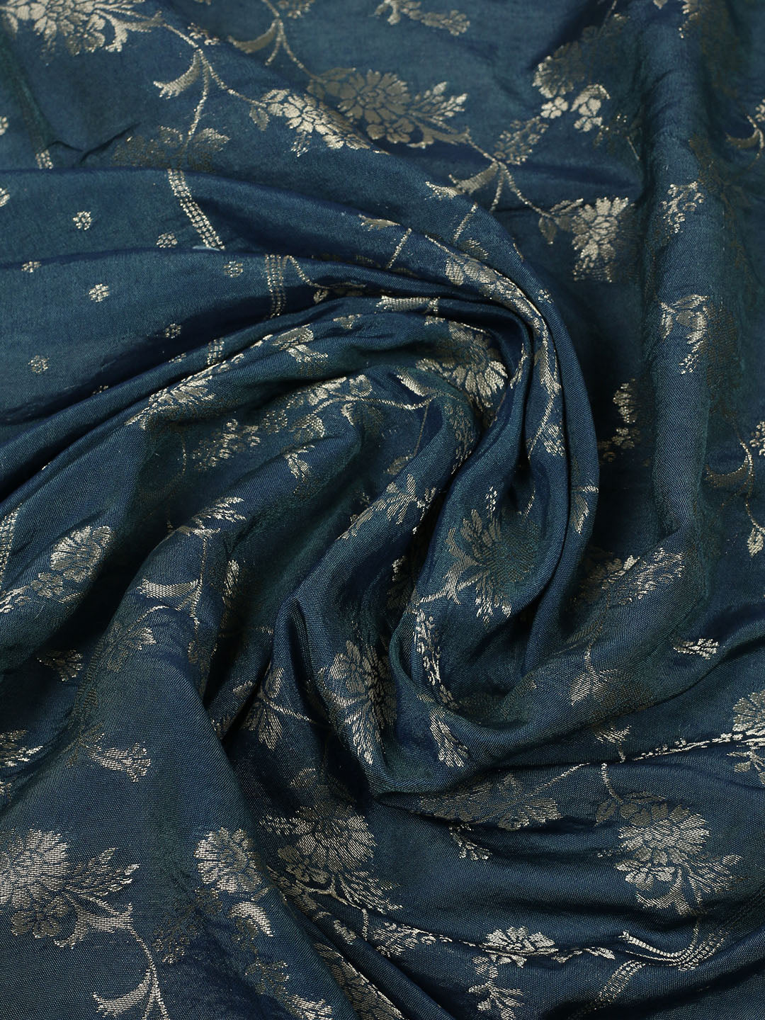 Embroidered Chanderi Unstitched Suit With Pant &amp; Dupatta
