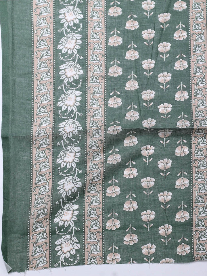 Printed Cotton Blend Unstitched Suit With Pant &amp; Dupatta