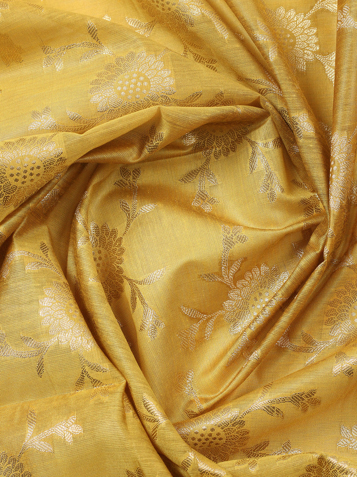Woven Design Chanderi Unstitched Suit With Pant &amp; Dupatta