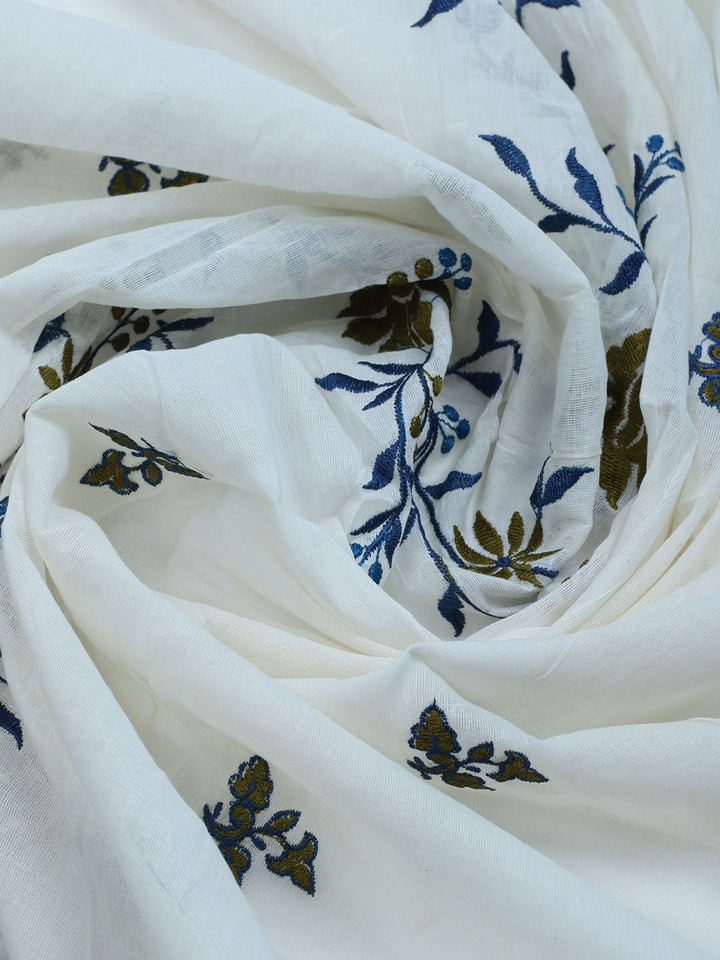 Neck Embroidered Cotton Blend Unstitched Suit With Dupatta