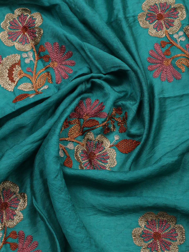 Embroidered Cotton Blend Unstitched Suit With Pant &amp; Dupatta