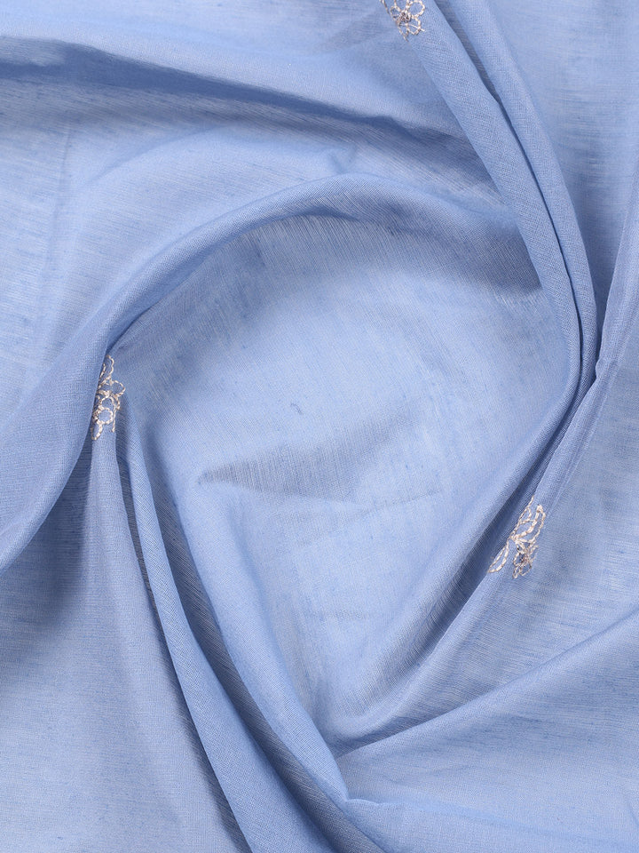 Embroidered Cotton Blend Unstitched Suit With Pant &amp; Dupatta