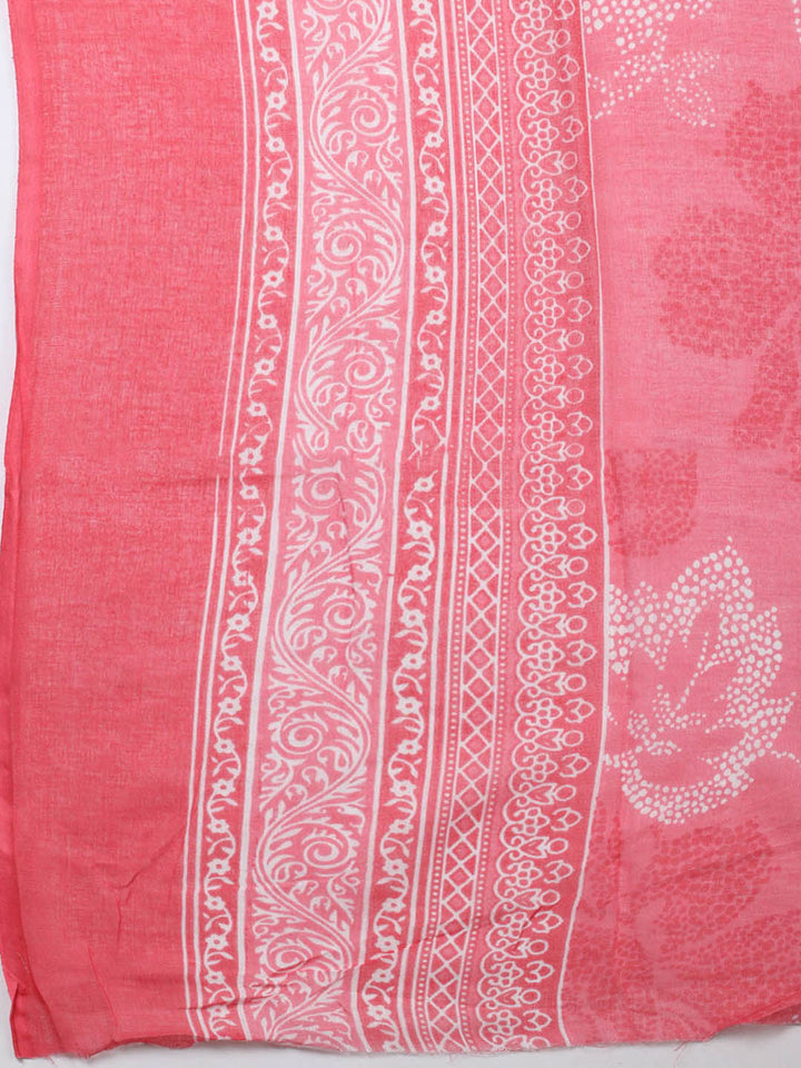 Printed Cotton Blend Unstitched Suit With Pant &amp; Dupatta