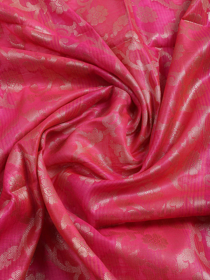 Woven Design Chanderi Unstitched Suit With Pant &amp; Dupatta