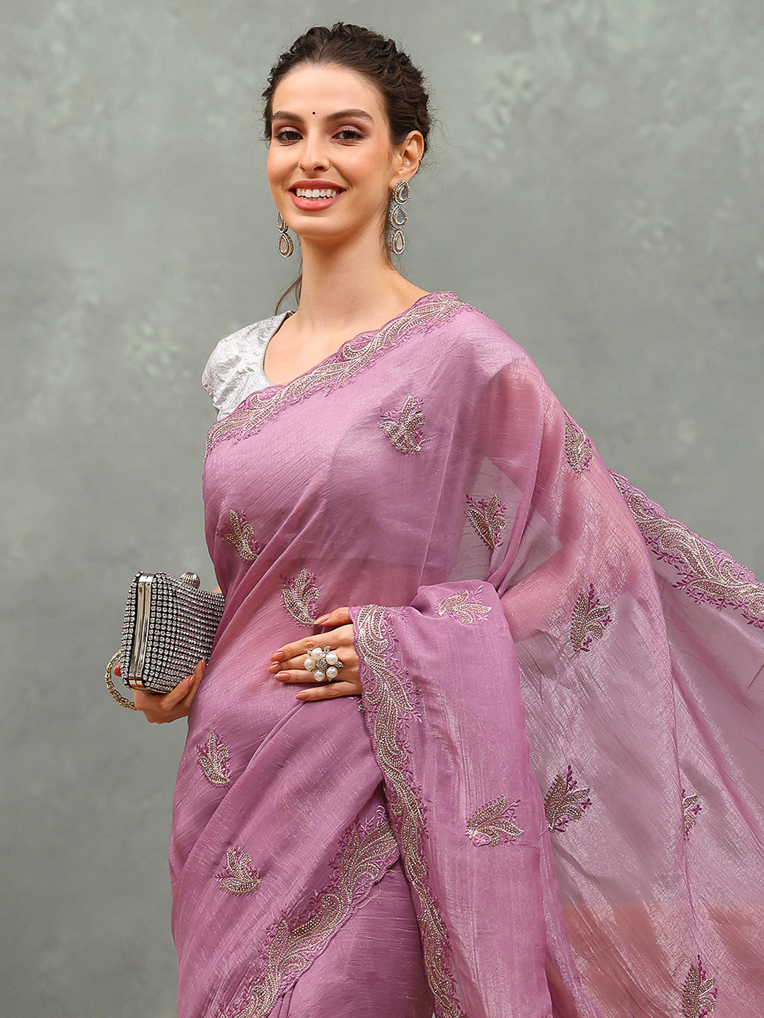 Embroidered Chiffon Saree