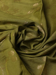 Embroidered Chanderi Pista Green Unstitched Suit With Pant & Dupatta