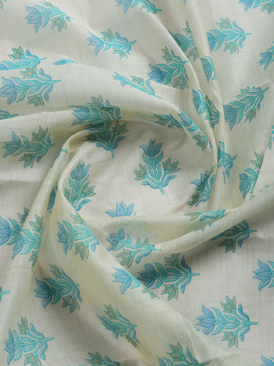 Printed, Chanderi Unstitched Suit With Pant &amp; Dupatta
