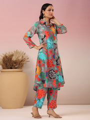 Floral Printed Muslin Kurta With Pants