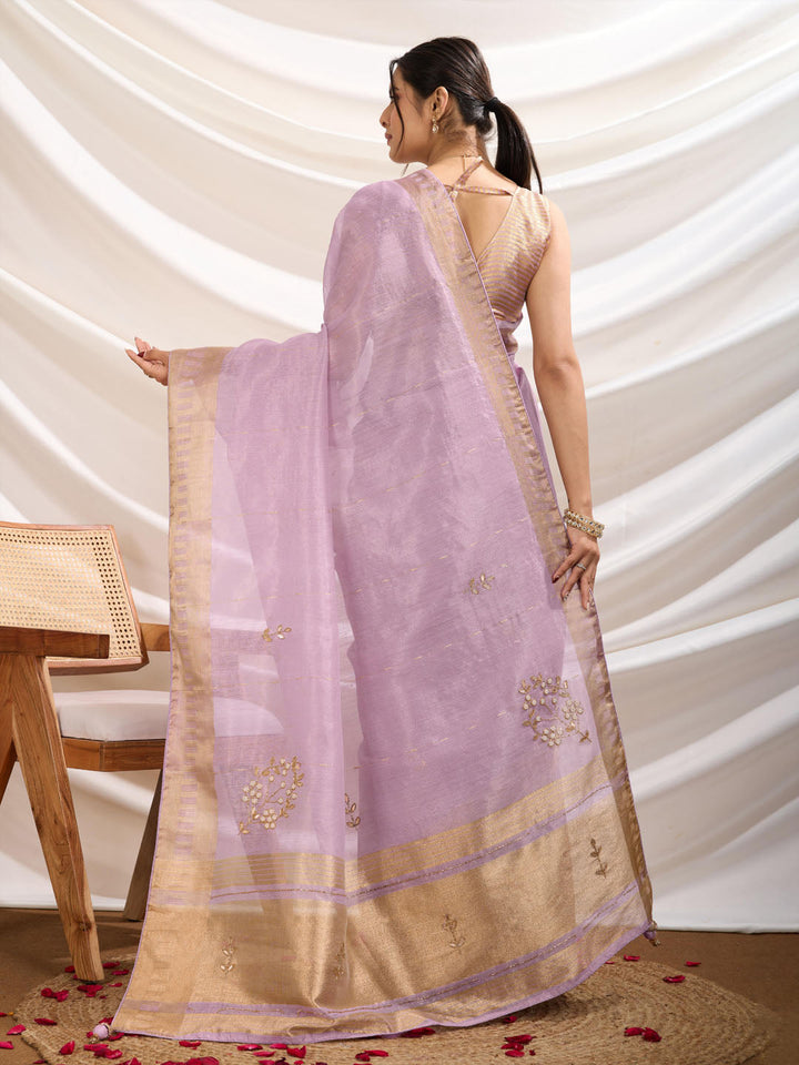 Embroidered Linen Blend Saree