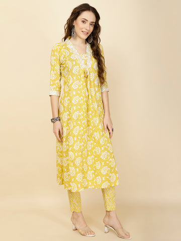 Printed Cotton Suit Set With Dupatta