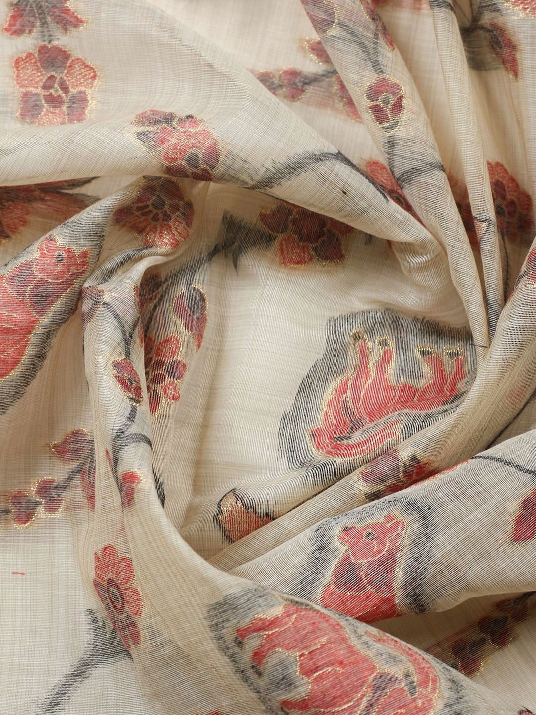 Woven Design Chanderi Unstitched Suit With Pant Dupatta