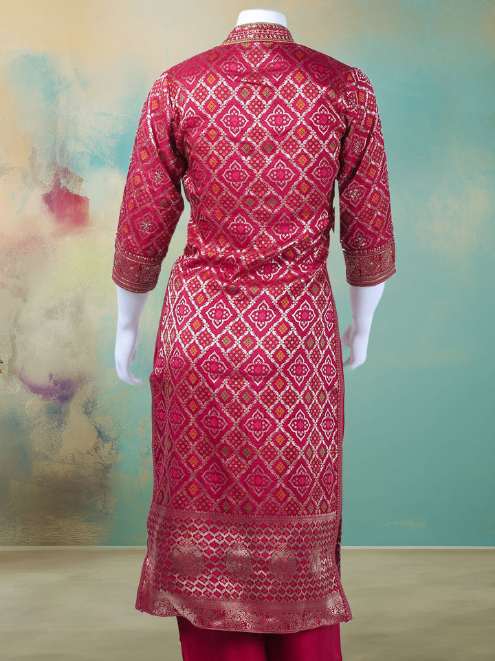 Banarasi Wave With Embroidered Kurta With Palazzo &amp; Dupatta