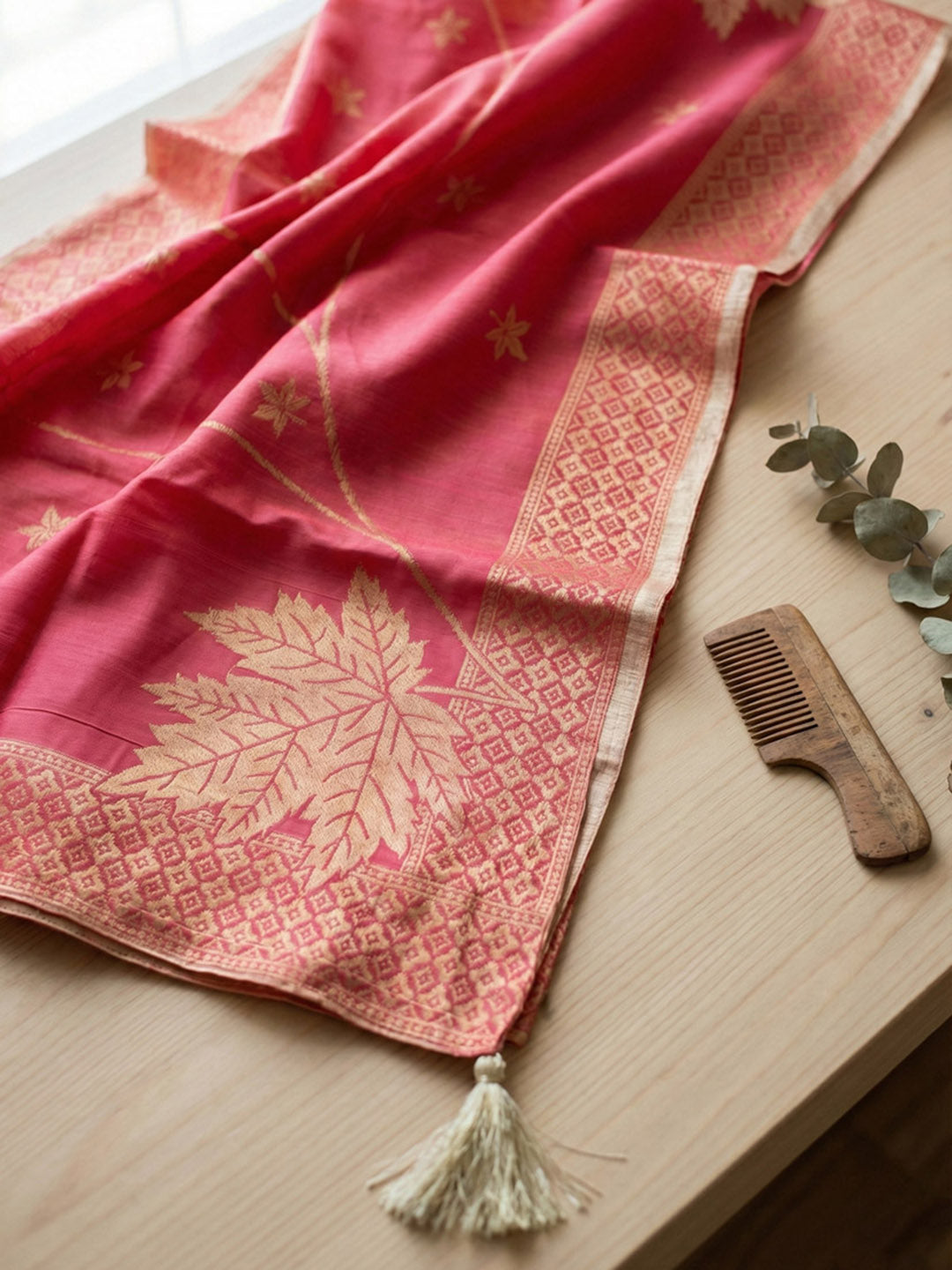 Embroidered Chanderi Unstitched Suit With Pant &amp; Dupatta