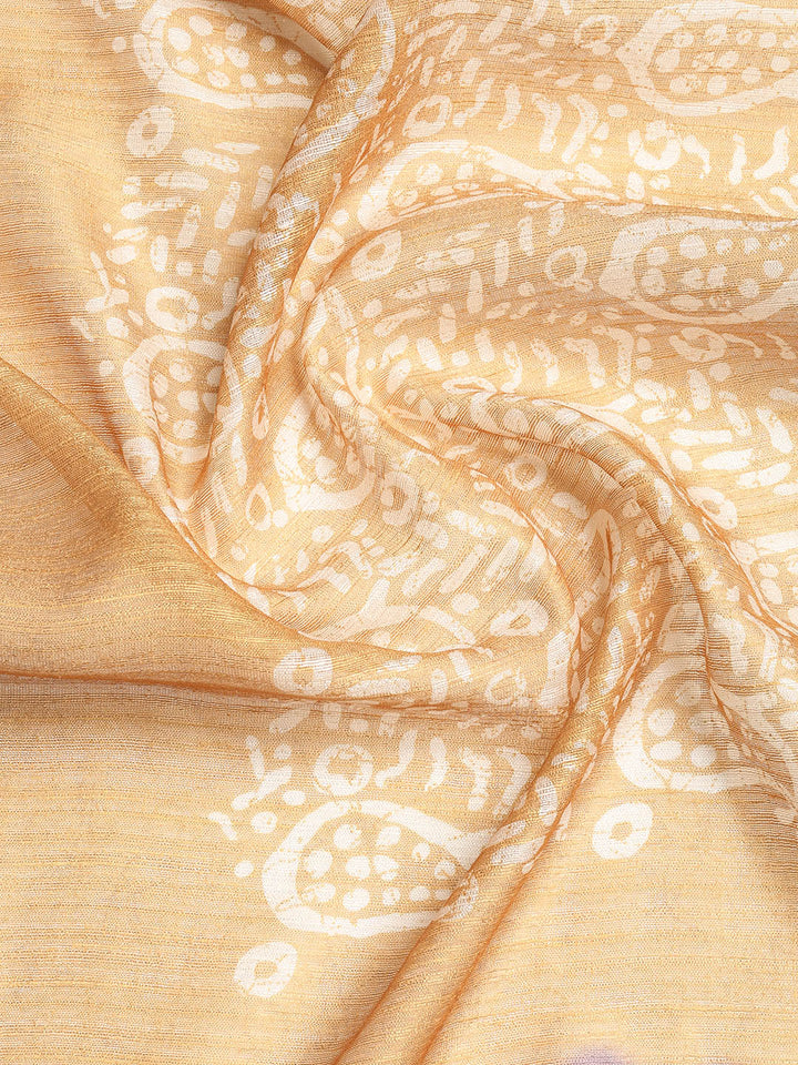 Printed Chanderi Unstitched Suit With Dupatta
