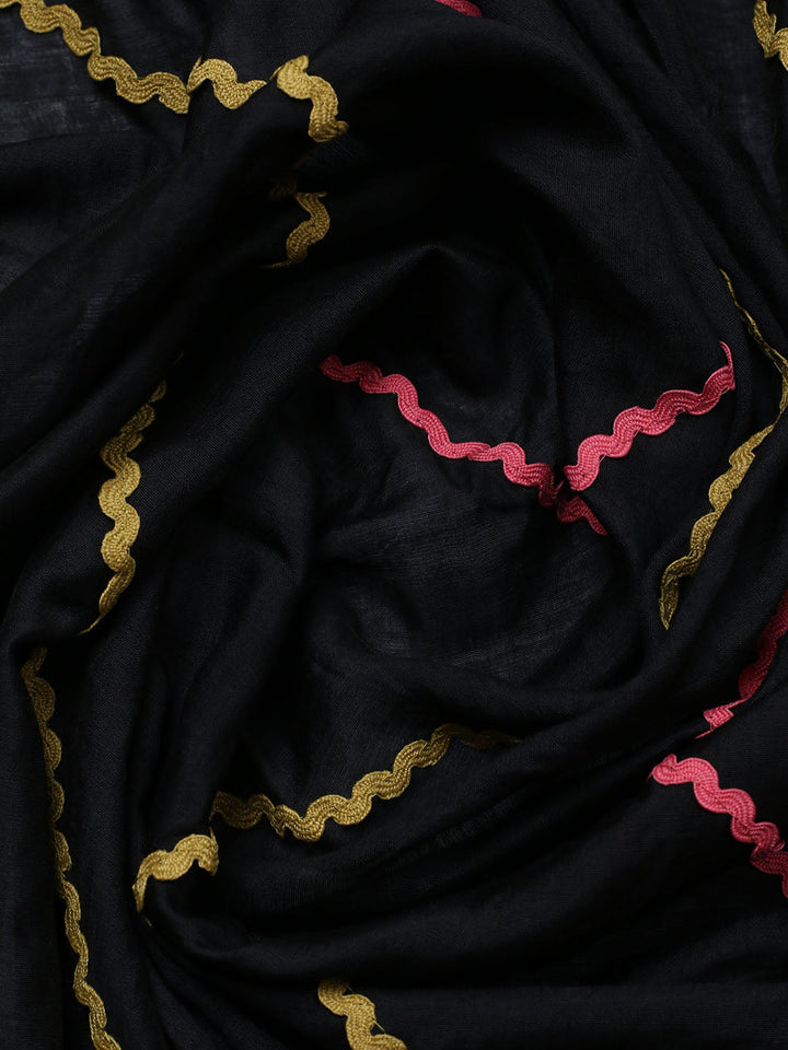 Embroidered Cotton Blend Unstitched Suit With Pant &amp; Dupatta