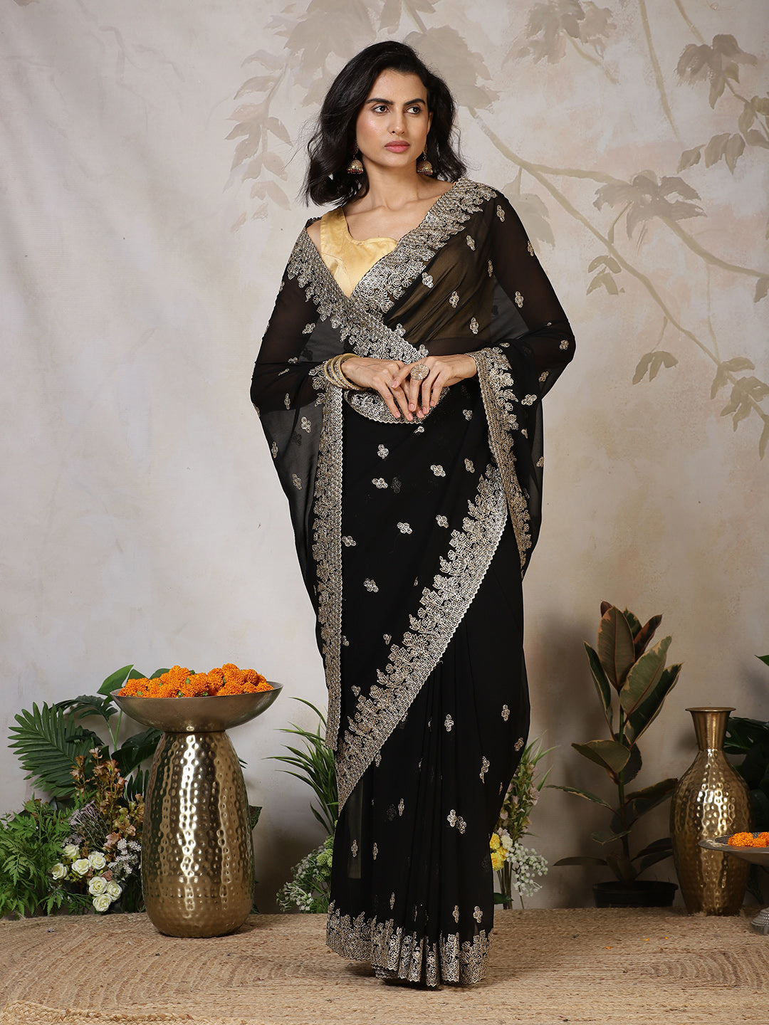 Zari Embroidered Georgette Saree