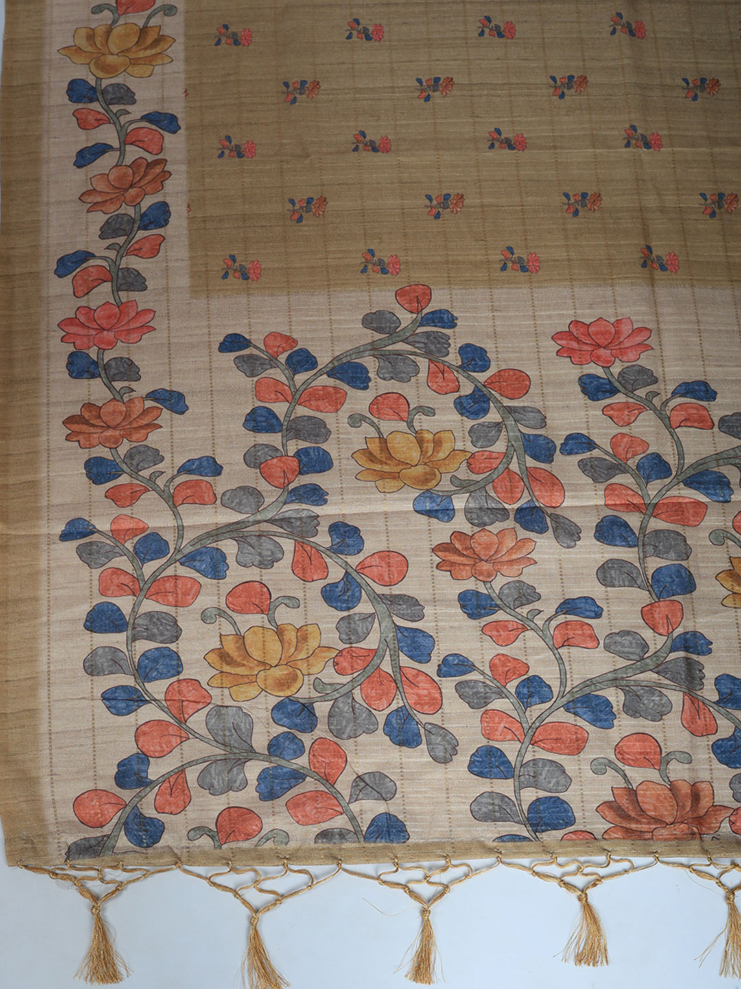 Floral Print Tussar Silk Saree