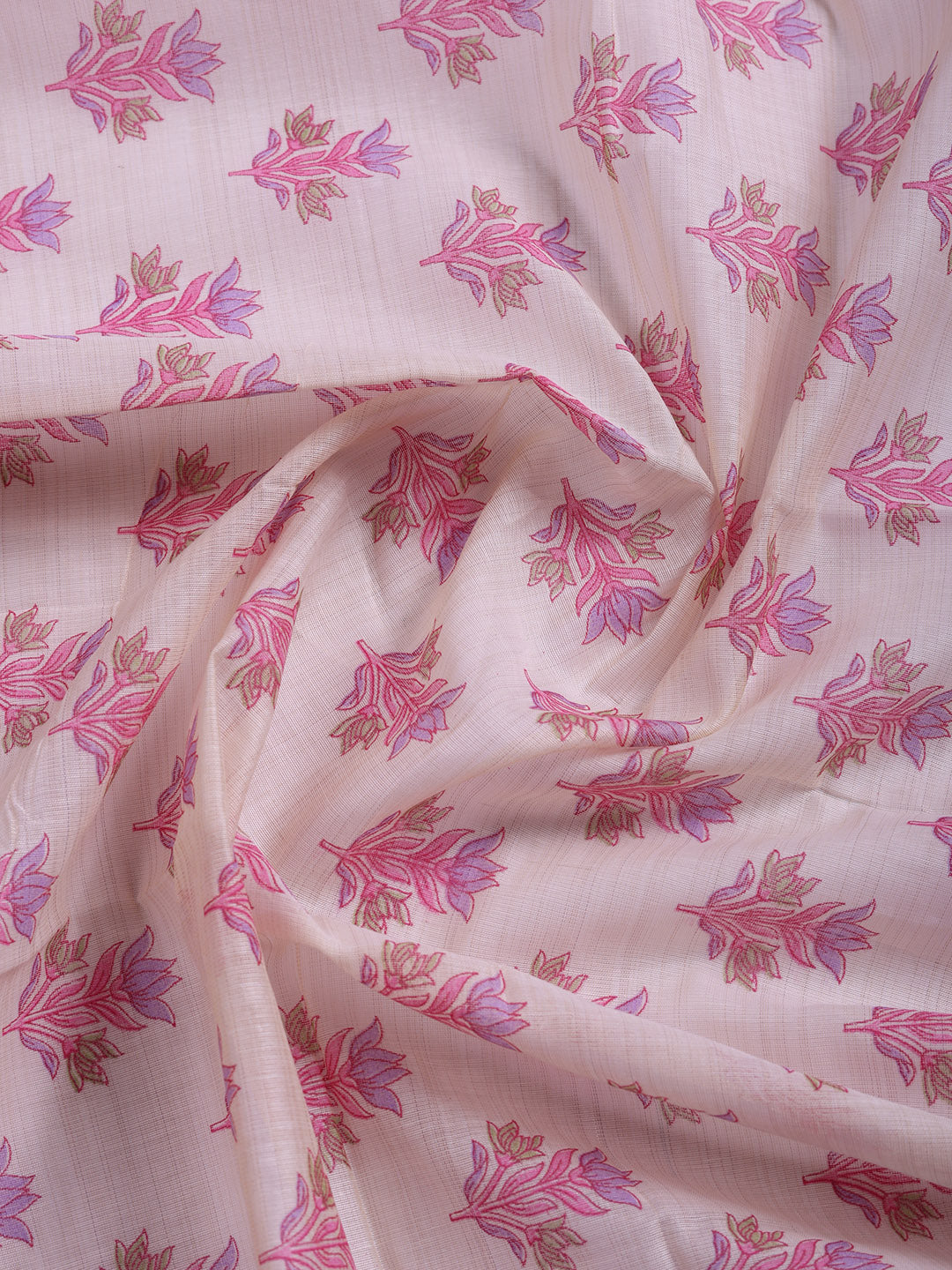 Printed, Chanderi Unstitched Suit With Pant &amp; Dupatta