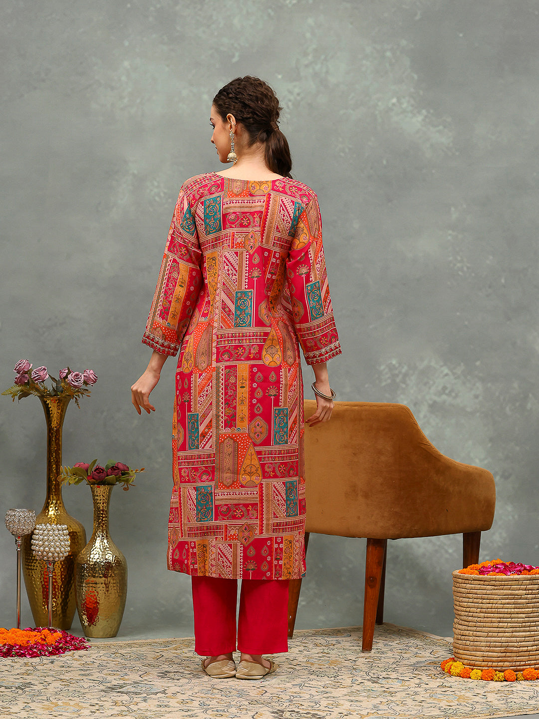 Embroirdred Muslin Kurta With Pants