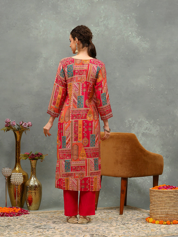 Embroirdred Muslin Kurta With Pants