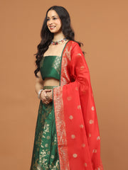 Banarasi Unstitched Choli With Lehenga & Dupatta