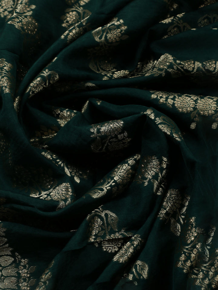 Woven Design Chanderi Unstitched Suit With Dupatta