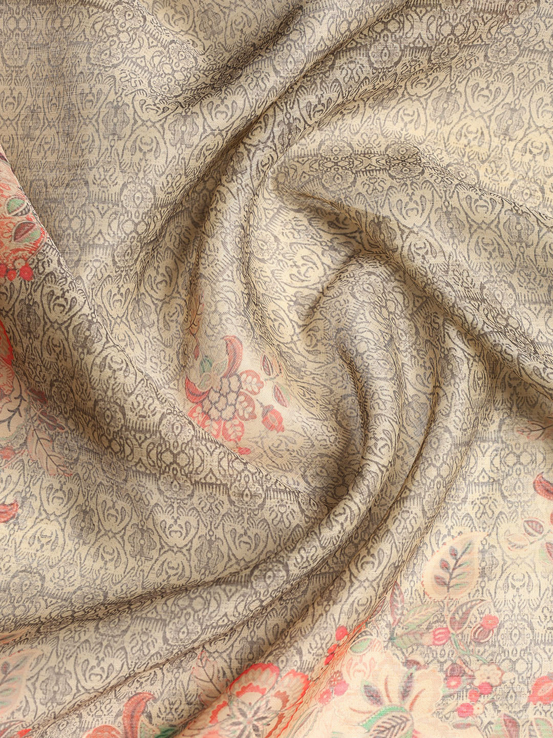 Printed Booti Chanderi Unstitched Suit With Dupatta