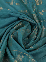 Embroidered Chanderi Rama Green Unstitched Suit With Pant & Dupatta