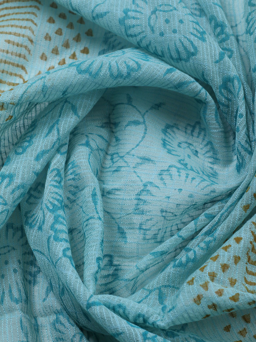 Printed Cotton Blend Unstitched Suit With Pant &amp; Dupatta
