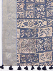 Block Printed Tussar Saree