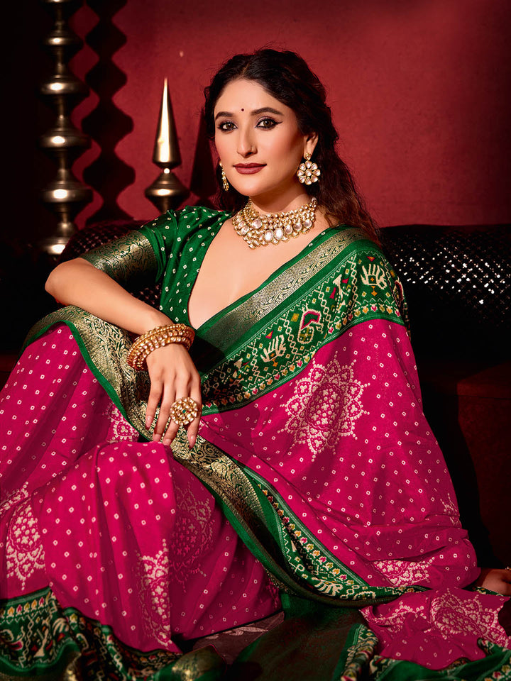 Bandhani Printed Art Silk Saree
