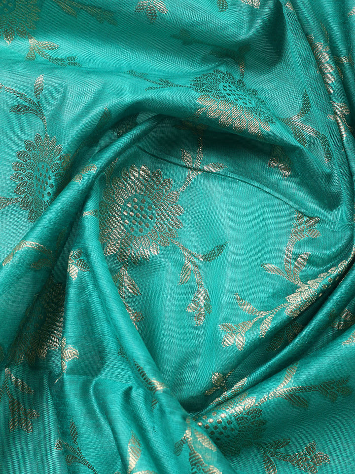 Woven Design Chanderi Unstitched Suit With Pant Dupatta