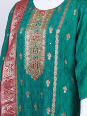 Bandhani Printed Organza Kurta With Pants & Dupatta