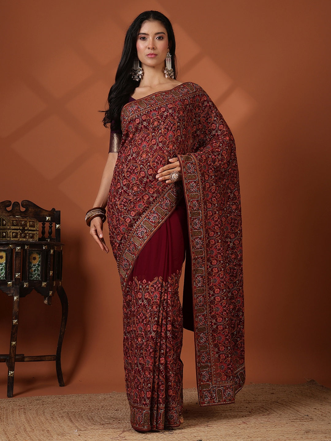 Embroidered Georgette Saree