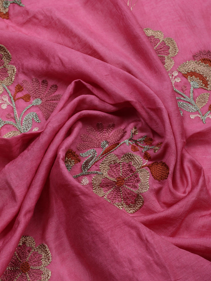 Embroidered Cotton Blend Unstitched Suit With Pant &amp; Dupatta