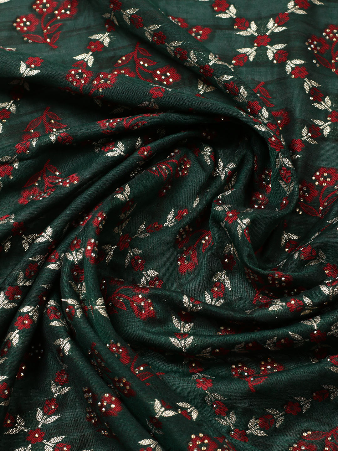 Embroidered Georgette Unstitched Suit With Pant &amp; Dupatta