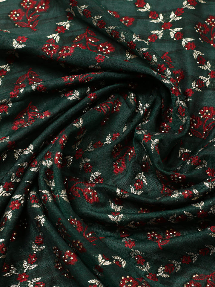 Embroidered Georgette Unstitched Suit With Pant &amp; Dupatta