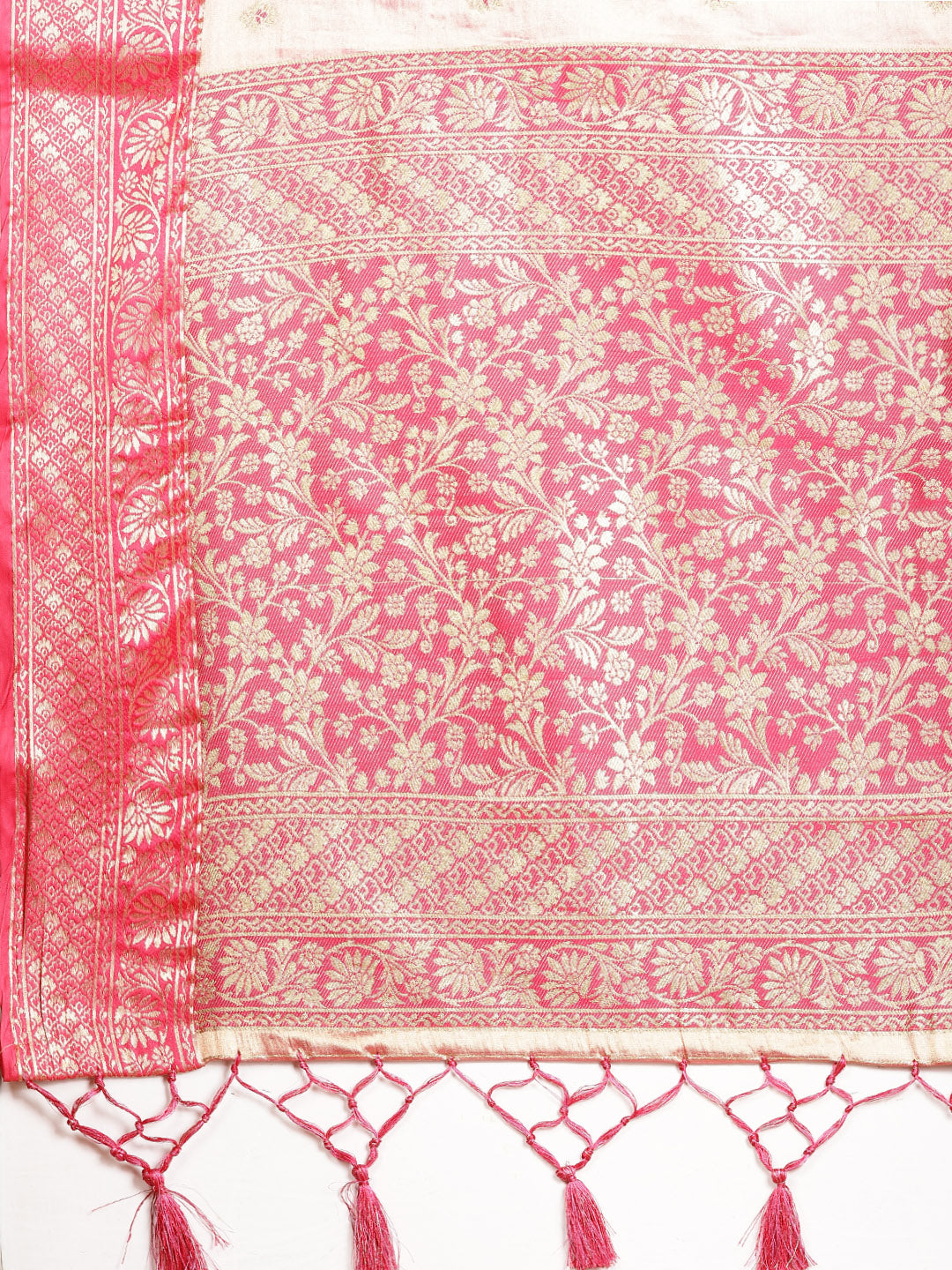 Plain Zari Border Banarasi Woven Saree