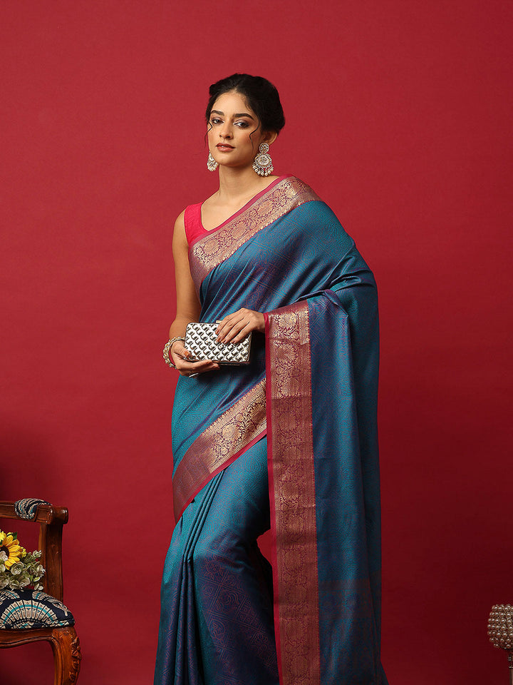 Woven Design Art Silk Lake Blue Saree