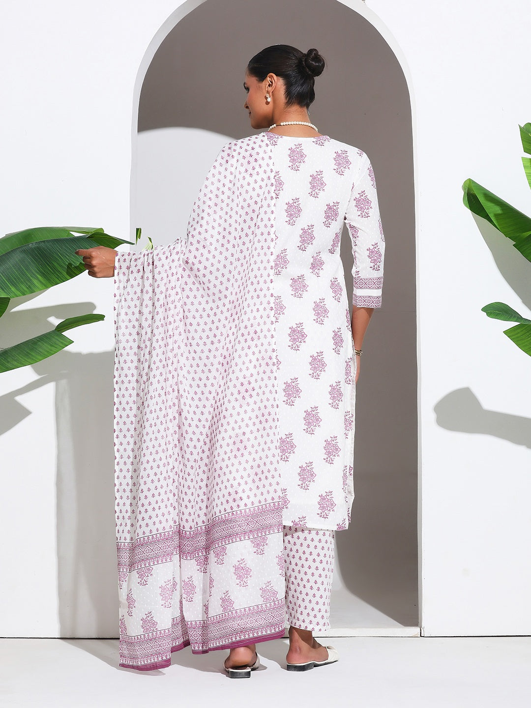 Printed Cotton Blend Kurta With Pant &amp; Dupatta