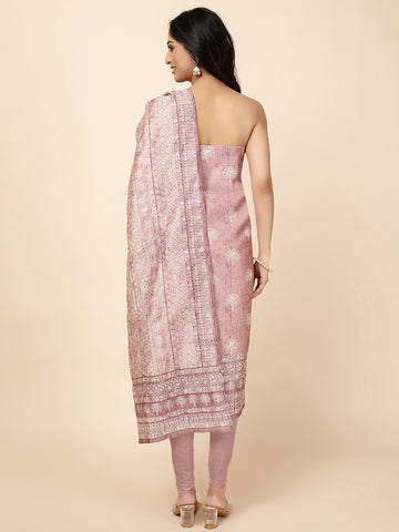 Kantha Embroidered Chanderi Unstitched Suit With Dupatta