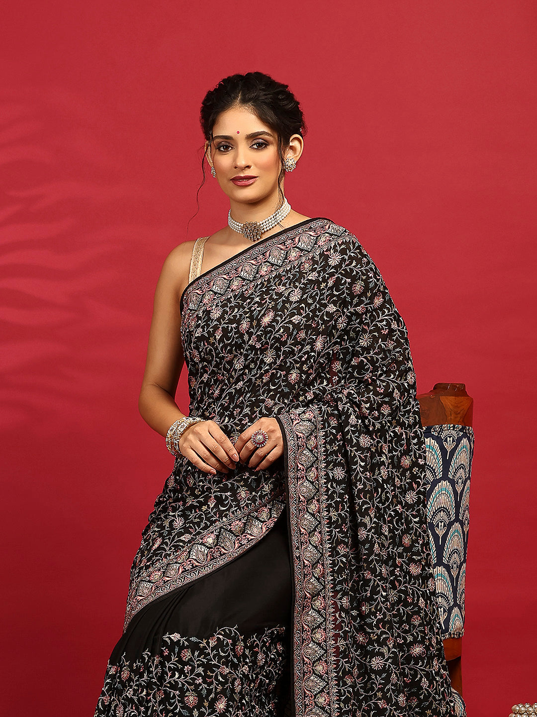 Embroidered Georgette Saree