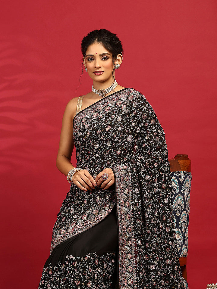 Embroidered Georgette Saree
