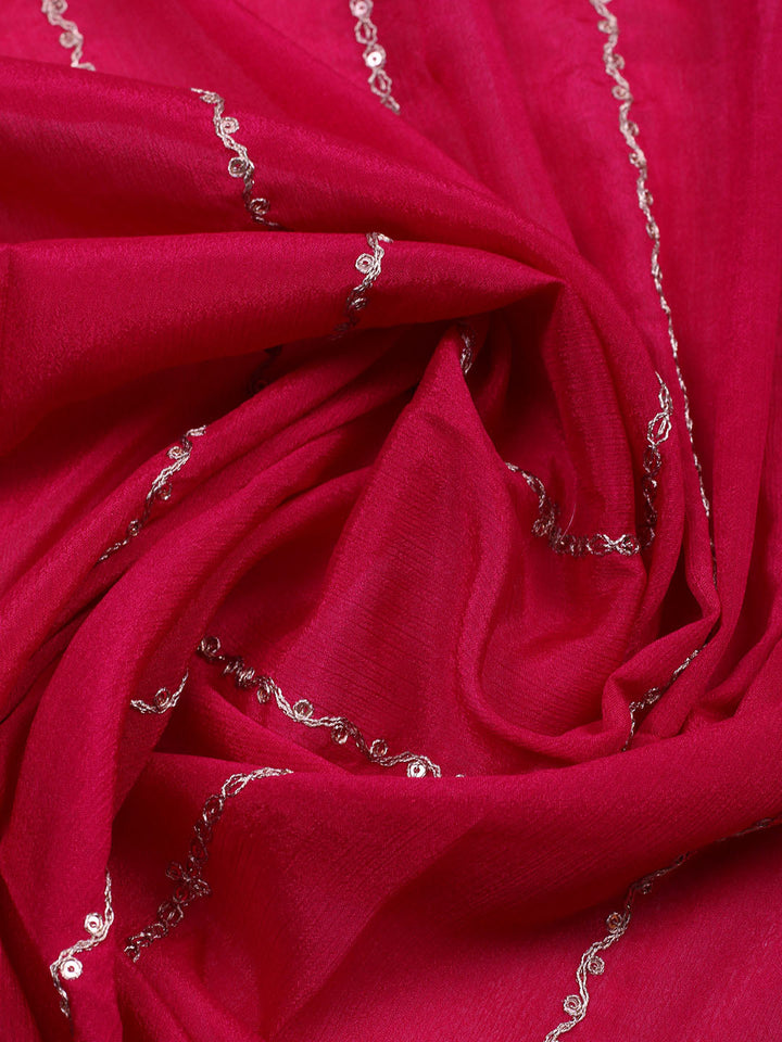 Embroidered Chinon Unstitched Suit With Pant &amp; Dupatta