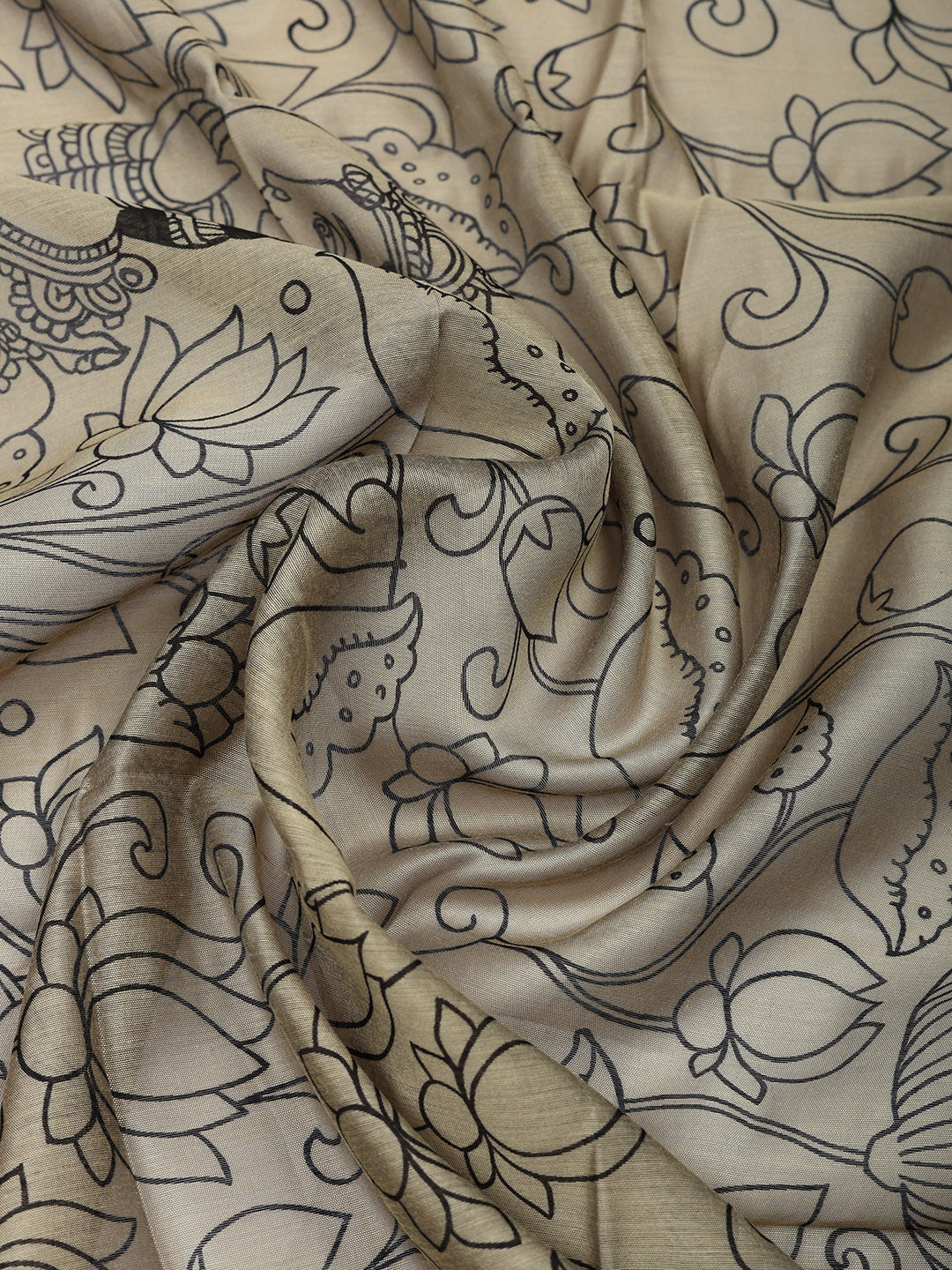 Printed Chanderi Unstitched Suit With Pant &amp; Dupatta