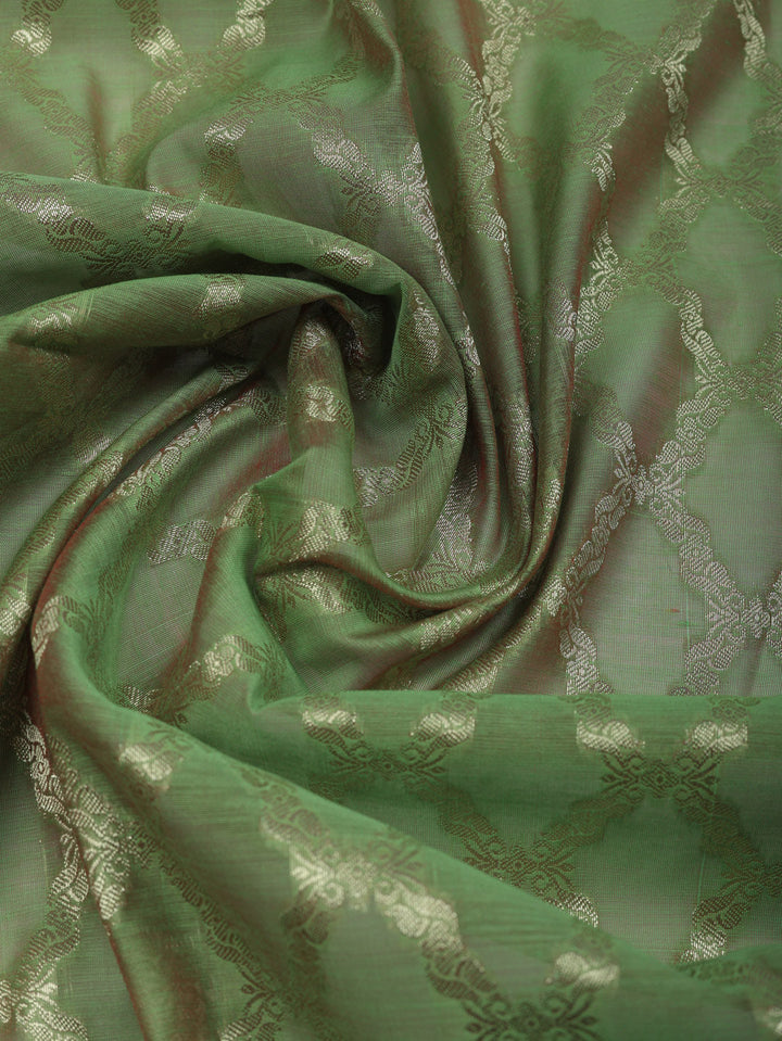 Woven Design Art Silk Unstitched Suit With Pant &amp; Dupatta