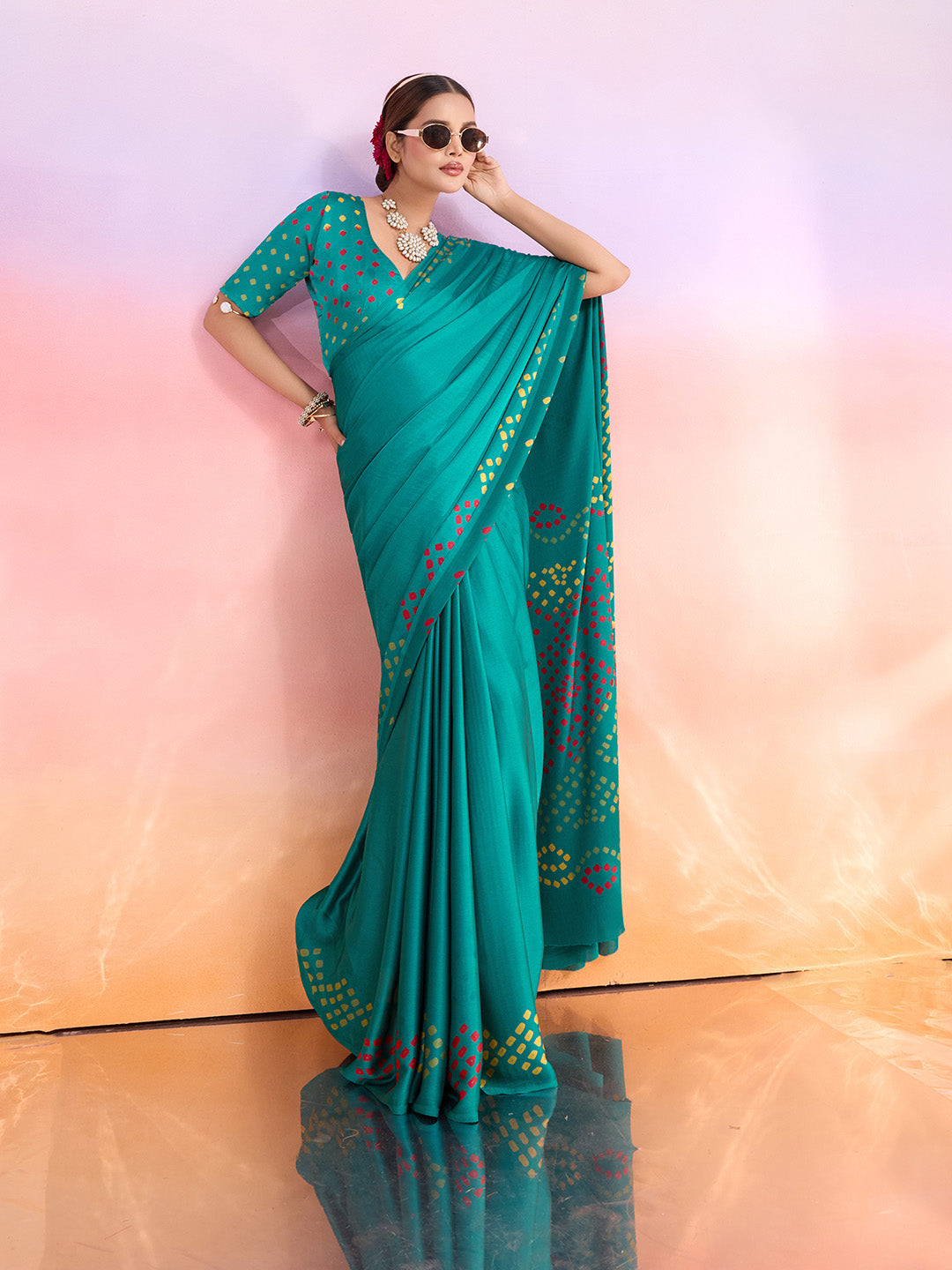 Printed Satin Saree