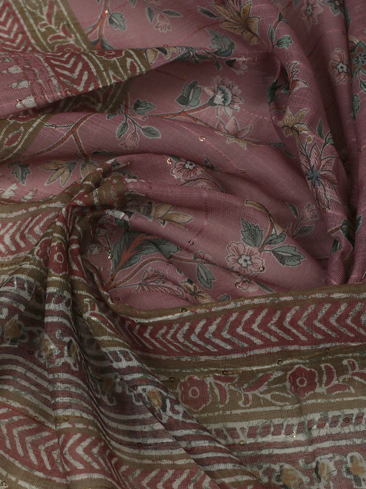 Embroidered Cotton Unstitched Suit With Pant &amp; Dupatta
