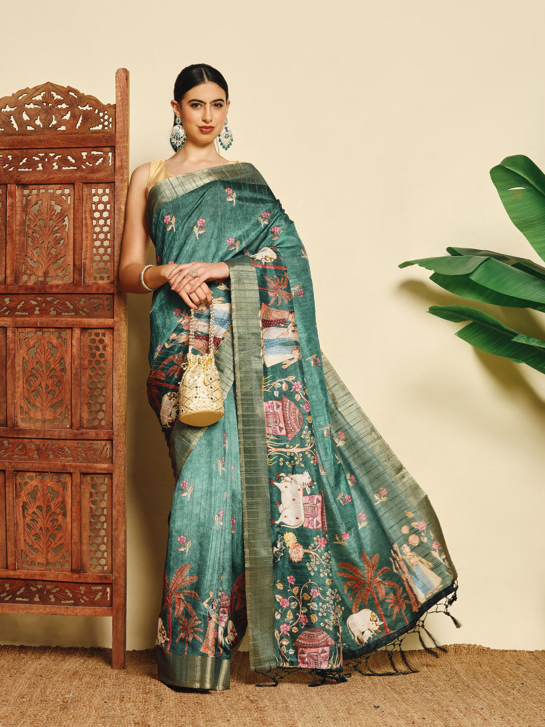 Digital Printed Tussar Saree