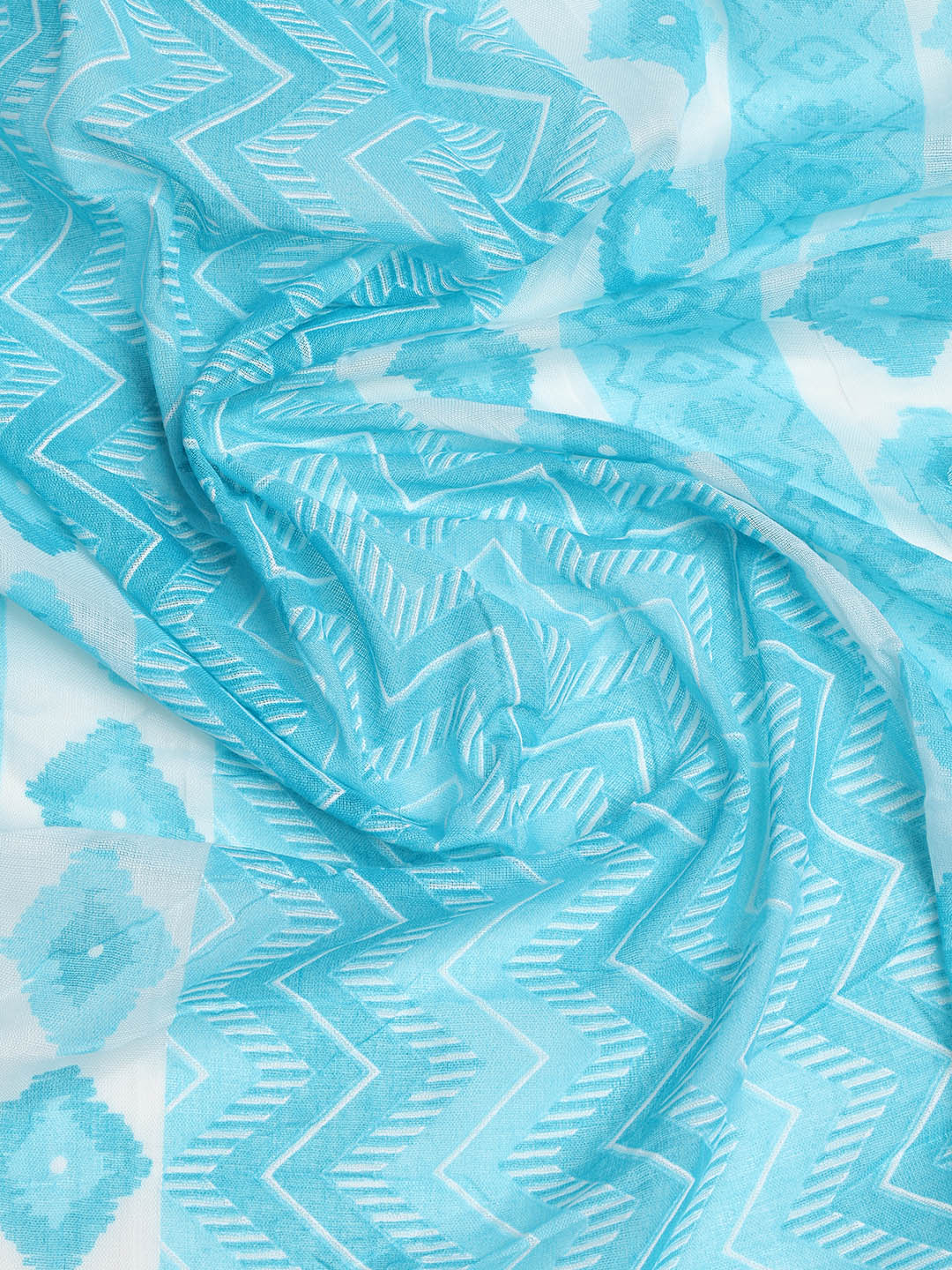 Printed Cotton Blend Unstitched Suit With Dupatta